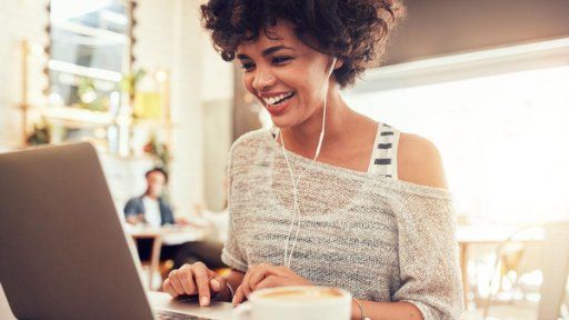 Woman sending email