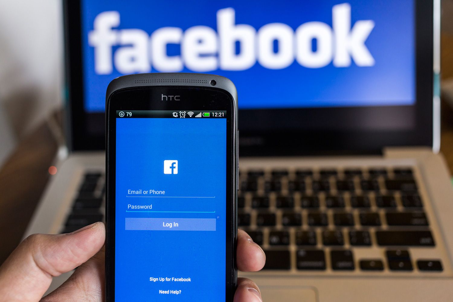 Facebook laptop login and Facebook messenger on phone